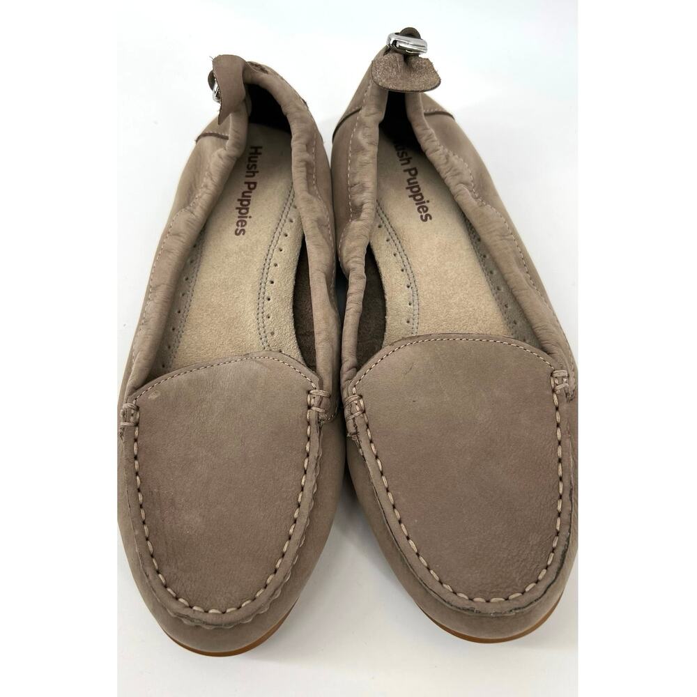 Hush Puppies Women's Suede Moccasin Loafers Slip On Comfort Flats Size US7 Tan